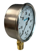 Hypro Glycerin Filled Pressure Gauge 2-1/2" Face 1/4" LM Stem, 0-60 PSI - GG60
