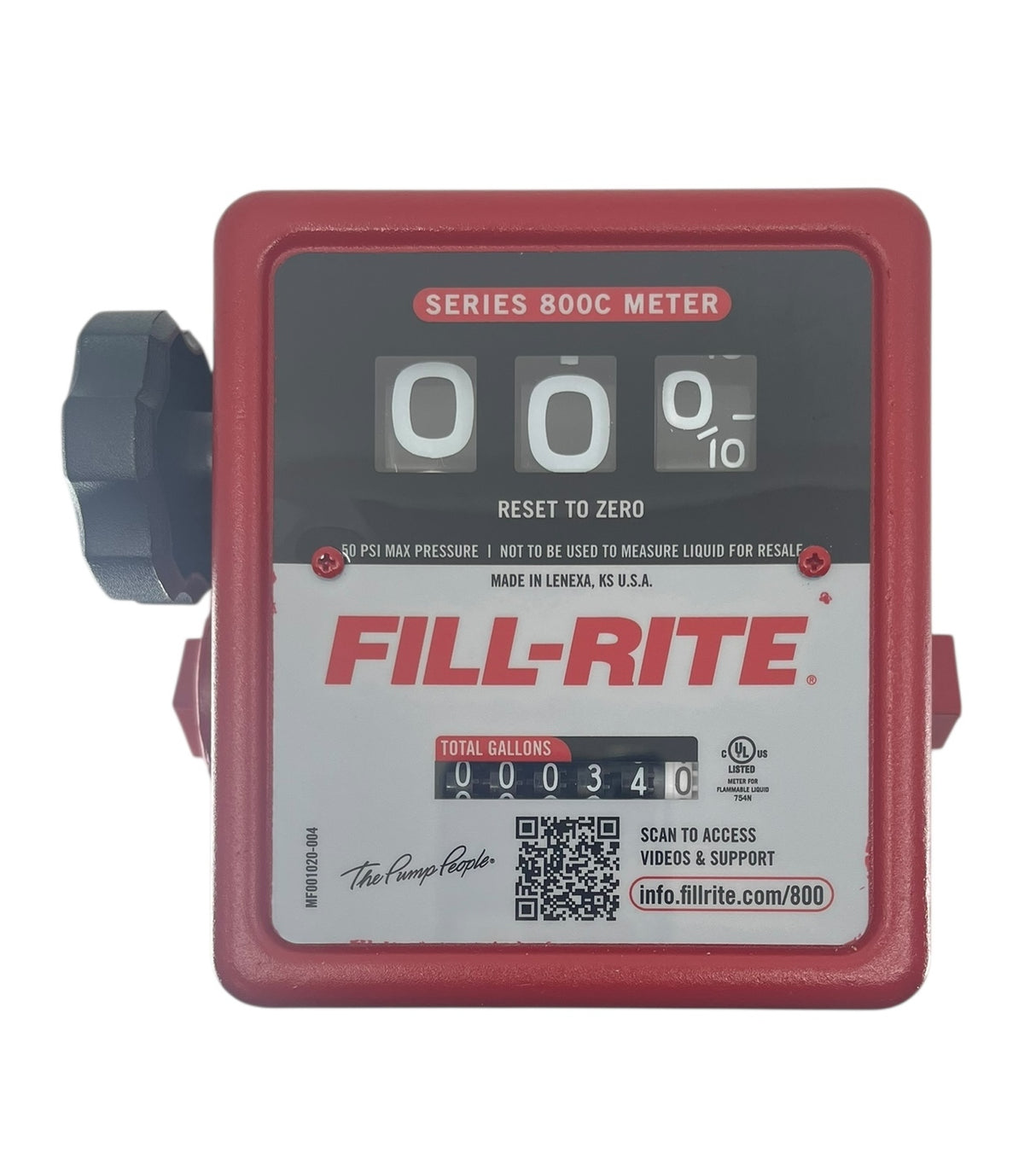 Fill Rite 5 to 20 GPM 3 Digit Cast Aluminum Mechanical Fuel Transfer Meter 3/4" FPT (Gallons) - 807C