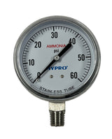 Hypro ASG Series 60 PSI Dry Gauge 2-1/2" Diameter, 1/4" MPT Lower Mount - ASG60