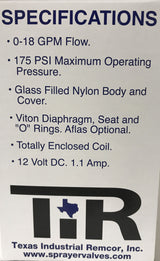 Texas Remcor Electric Boom Shutoff Solenoid Valve - Spade - SV.1999A.1V