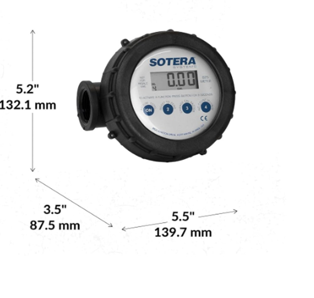 Sotera Poly Digital Chemical Transfer Nutating Disc Flow Meter 1" FNPT 2-20 GPM - 825