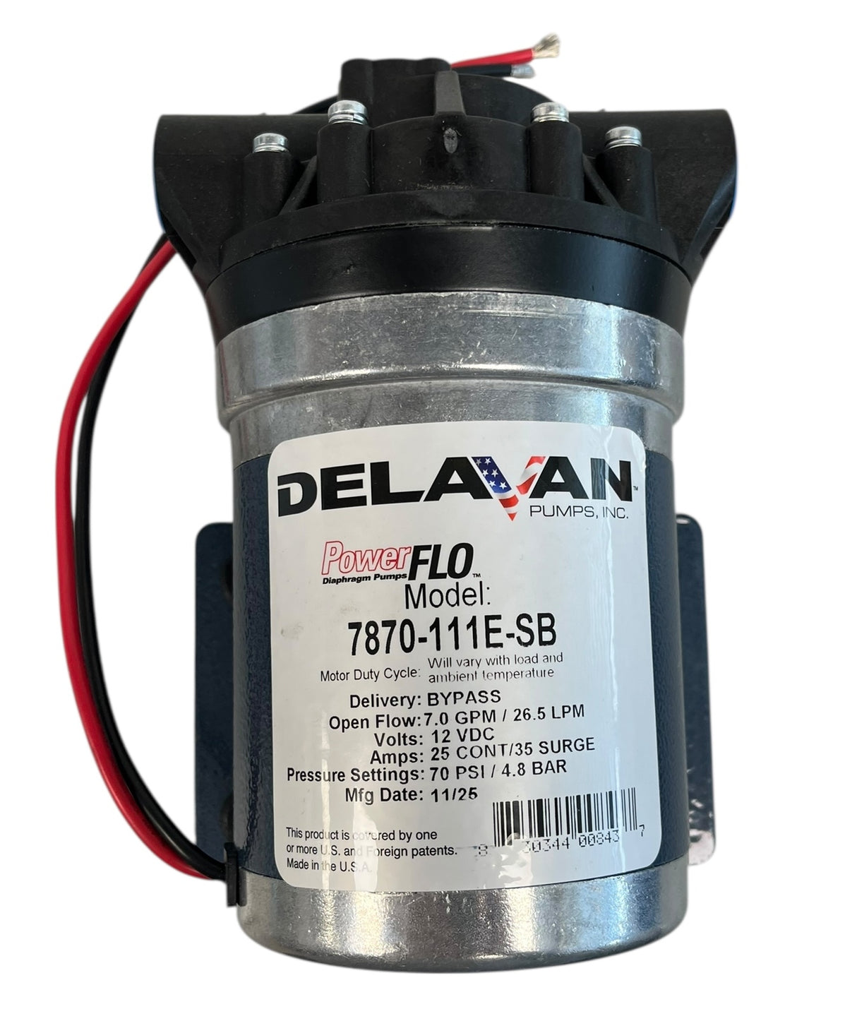 Delavan PowerFlo Self Priming Diaphragm Pump, 7 GPM, 12 Volt, 1/2" FPT - 7870-111E-SB
