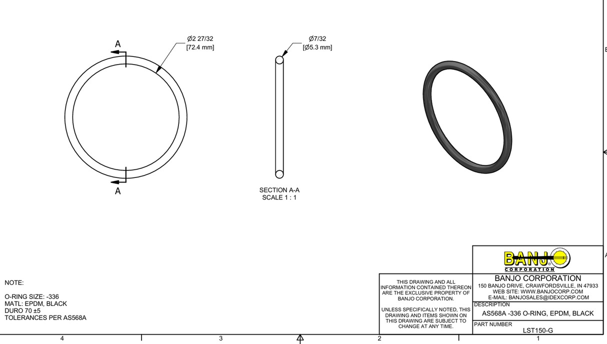 Banjo EPDM Gasket for T Line Strainers 1-1/4" and 1-1/2" - LST150-G