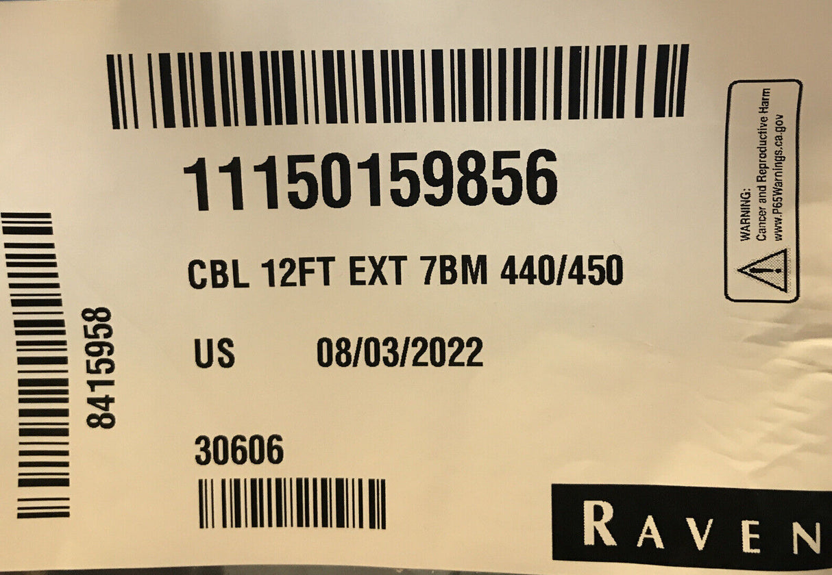 Raven 12 Foot Extension Cable for 7 Section Boom 440/450 Systems, 16 PIN Plug - 115-0159-856
