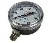 Hypro ASG Series 60 PSI Dry Gauge 2-1/2" Diameter, 1/4" MPT Lower Mount - ASG60