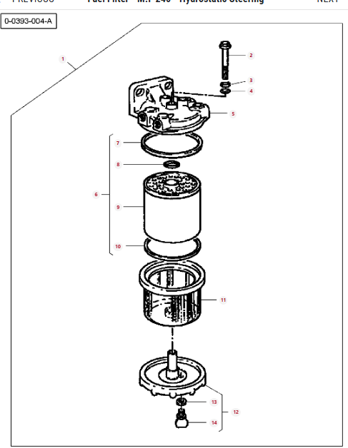 Agco Fuel Filter with O-Rings and Washer for Massey MF 200 Series - 3405418M2