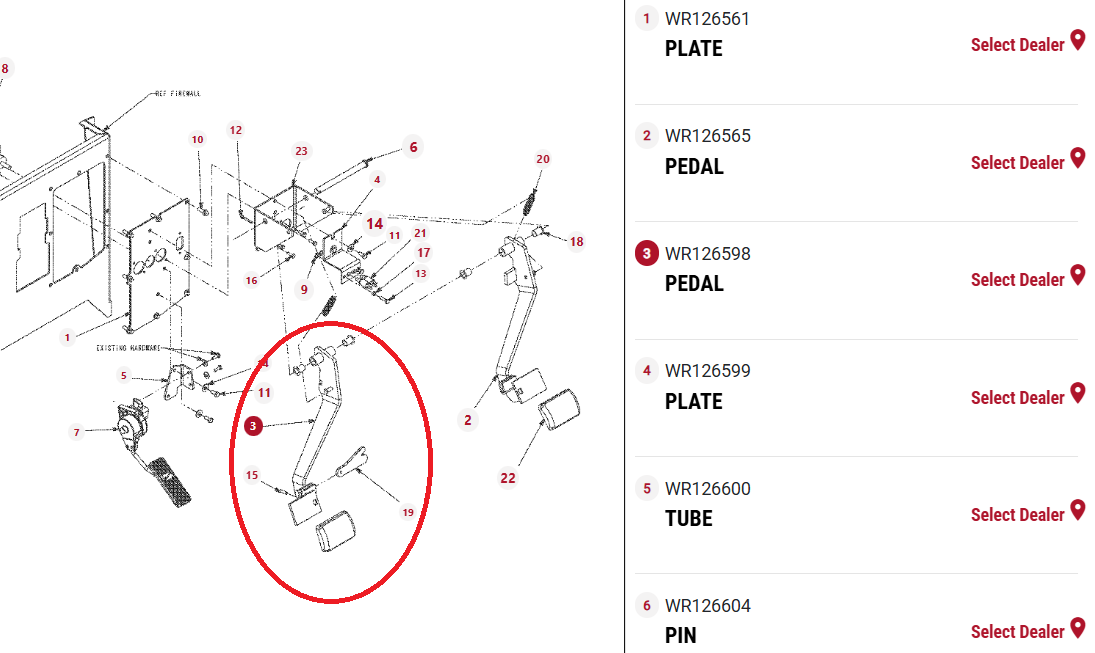Agco Parts Throttle Foot Pedal for 4XXX/74XX Spra Coupe & Challenger - WR126892