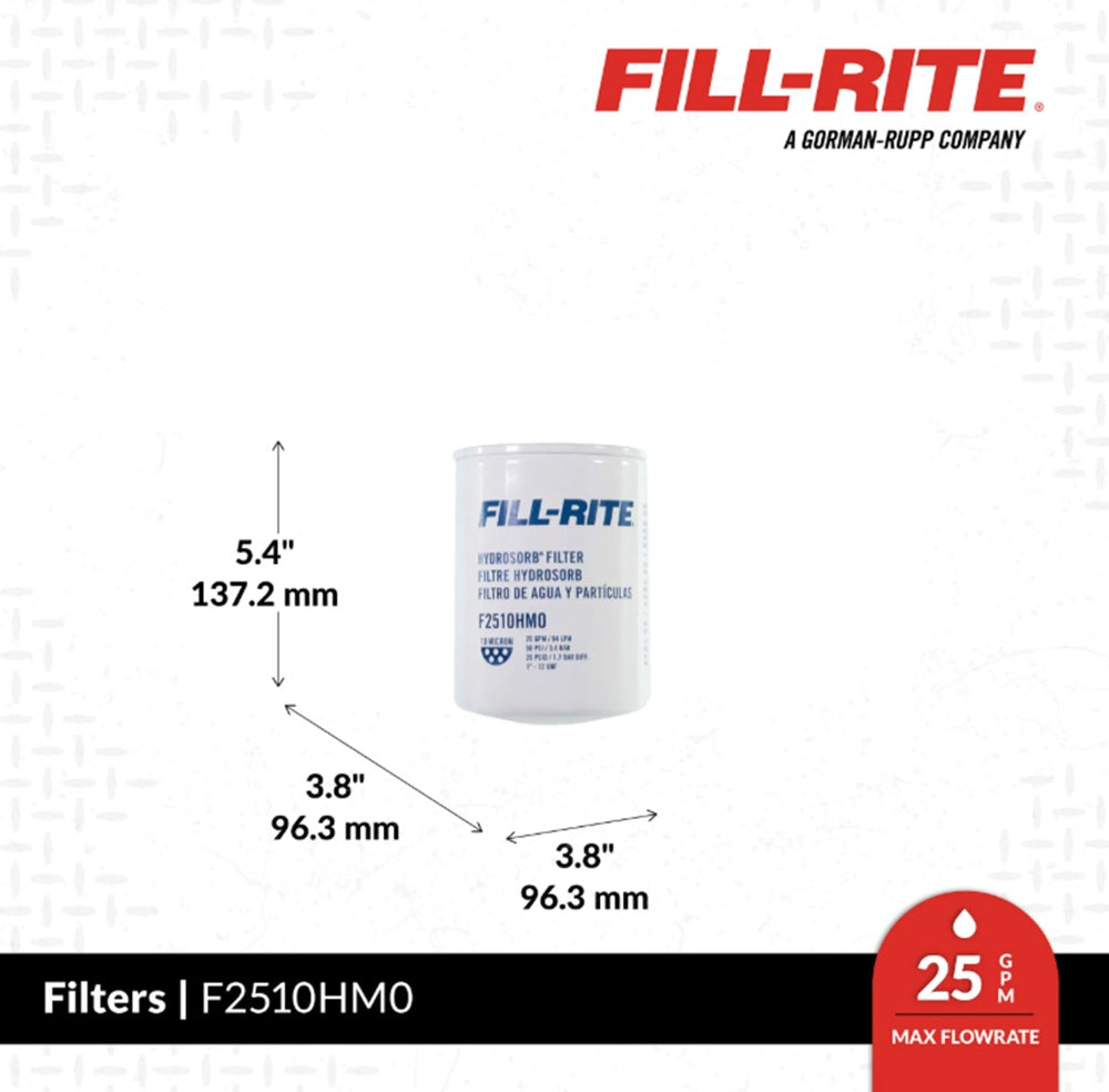 Fill Rite 10 Micron Water Detecting Spin On Filter 1" - 12 UNF Threads - F2510HM0