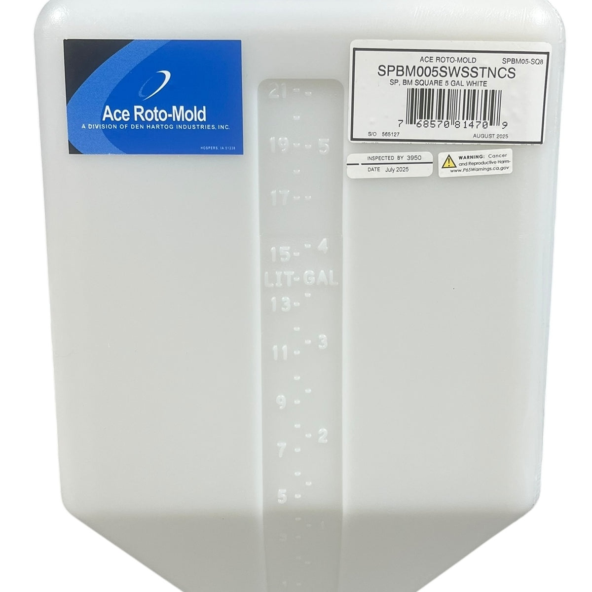 Square Rosti Mold Ace Roto-Mold Blow Molded 5 Gallon Square Rinse White Tank 8