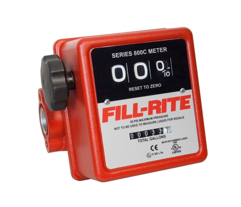 Fill Rite 5 to 20 GPM 3 Digit Cast Aluminum Mechanical Fuel Transfer Meter 3/4" FPT (Gallons) - 807C