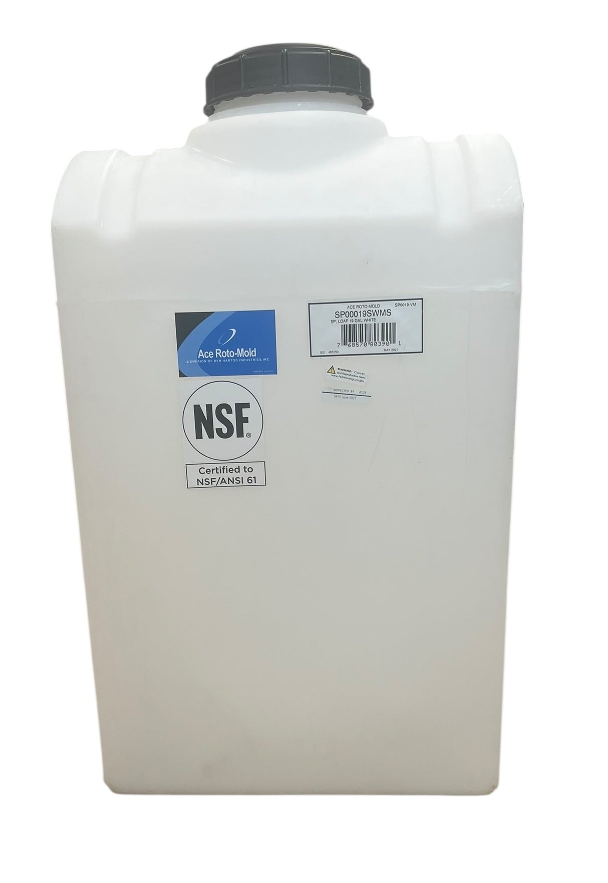 Ace Roto Mold 19 Gallon Loaf Applicator Tank With 1/2" FPT Drain 5" Lid - SP0019-VM