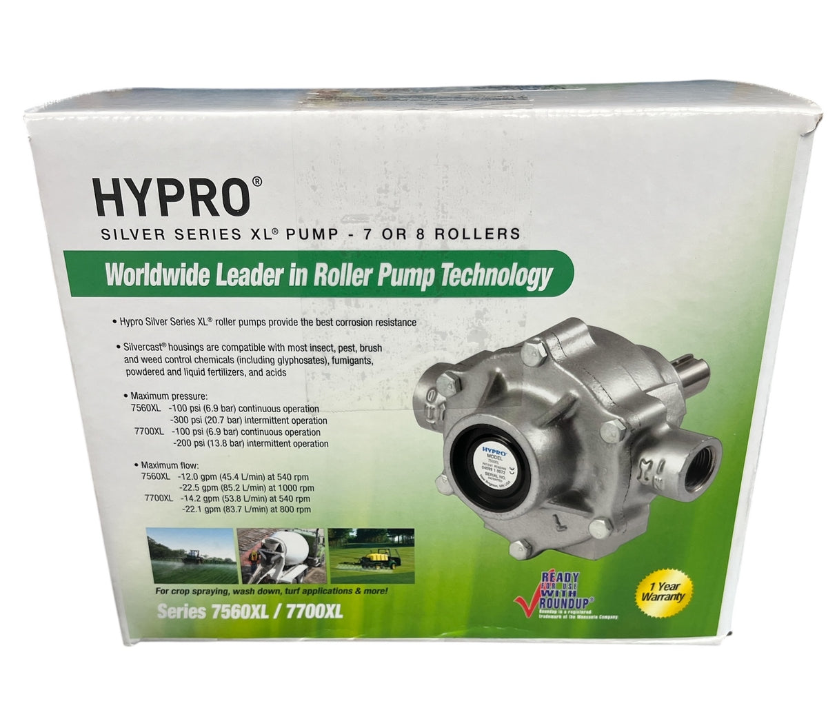 Hypro Cast Iron Silvercast 8 Roller Pump, 3/4" NPT, 15/16" Shaft, 22.5 GPM - 7560XL