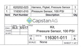 Capstan AG Pressure Sensor Transducer Kit With Harness 100 PSI - 116301-011