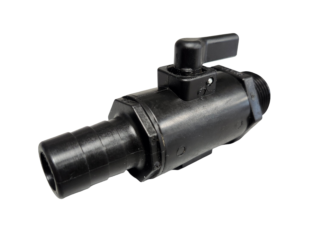 Banjo Micro Valve 3/4" Hose Barb x 3/4" Male NPT, FKM - LVHB075MTV