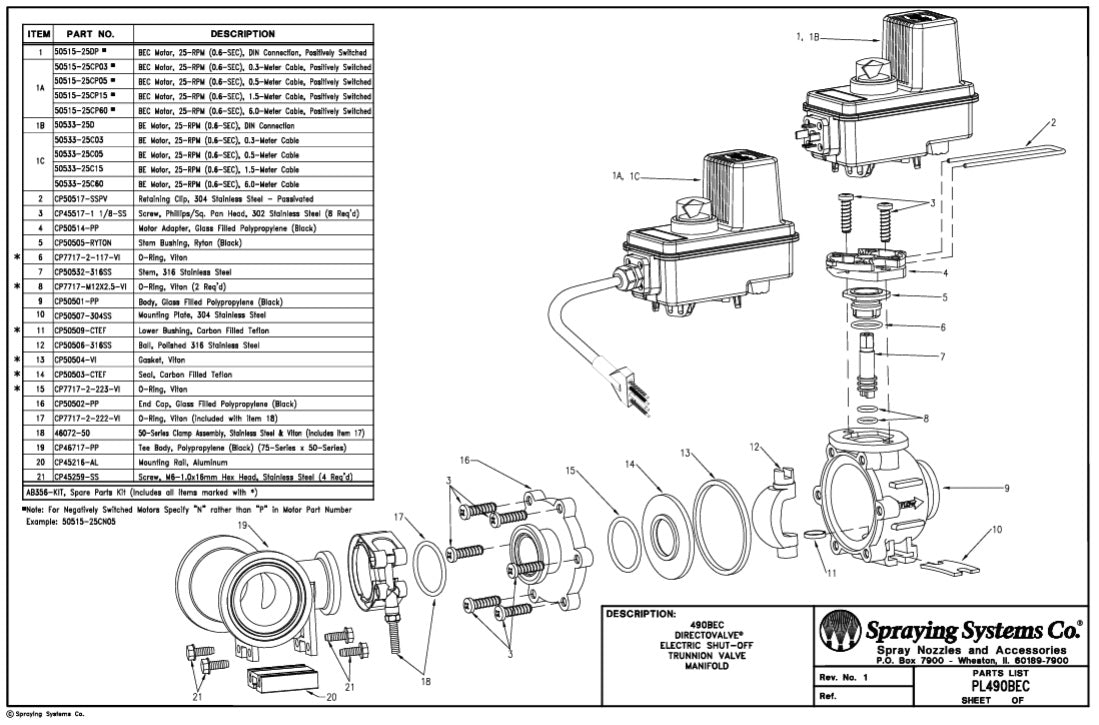 TeeJet DirectoValve BEC Positive Switch Replacement Motor - 50515-25CP05