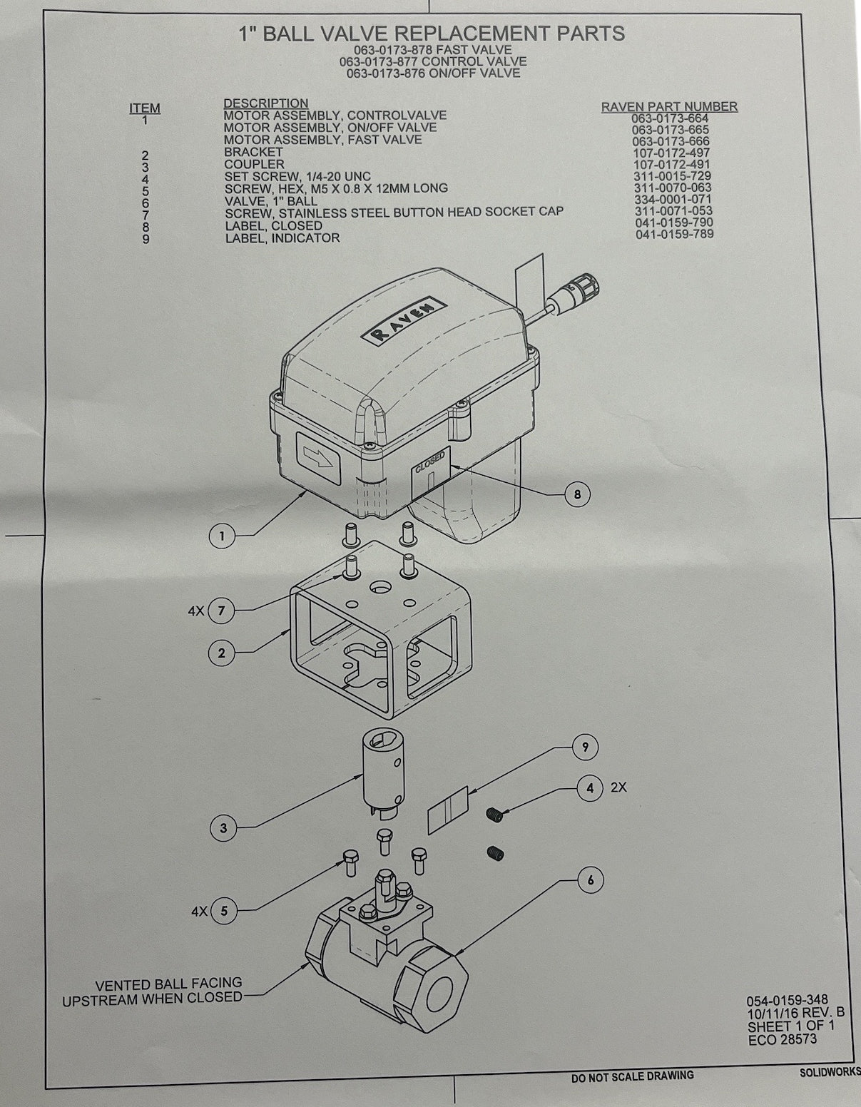 Raven Control Valve Kit With Pipe Adaptors NH3 Standard Motor 1 In - 117-0171-706
