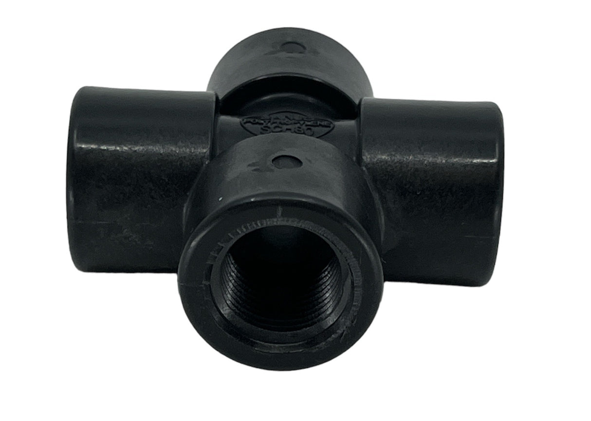 Banjo Polypropylene Cross Pipe Fitting 1/4" NPT Female - CR025