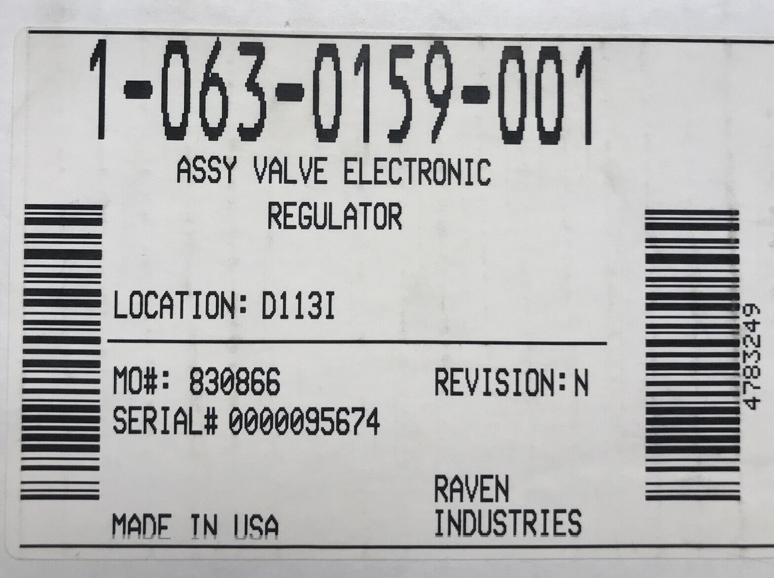 Raven Poly Electronic Regulator Valve Assembly 3/4