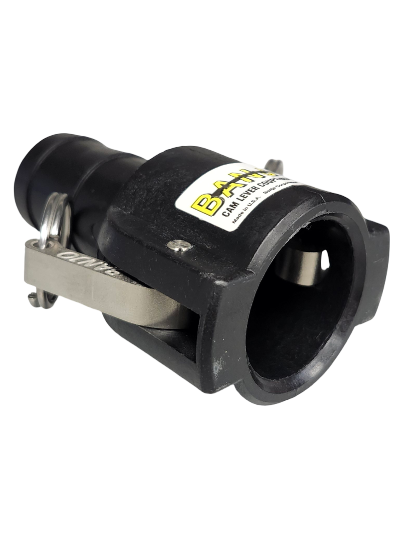 Banjo 1" Female Camlock Coupler x 1-1/4" Hose Barb, Polypropylene - 125C