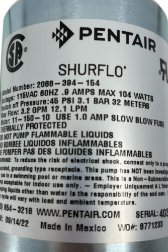 Shurflo Automatic Demand Diaphragm Water Pump, 115 VAC, 1/2" MSPT - 2088-394-154