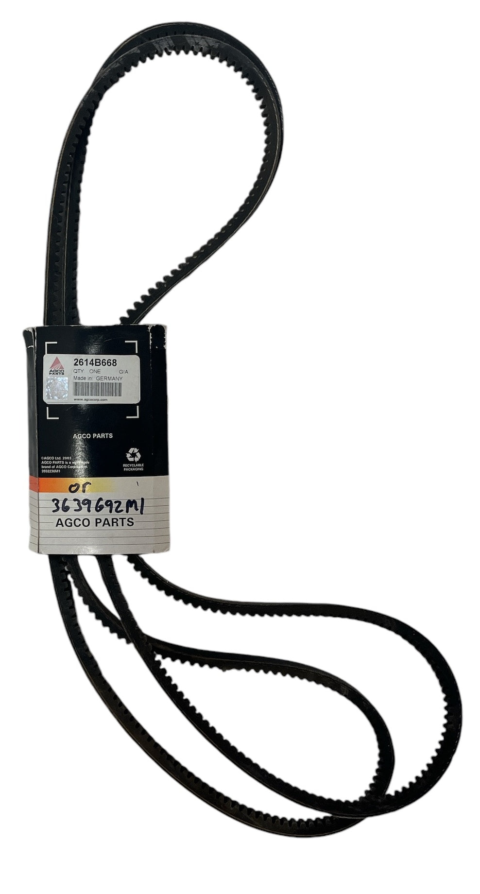 Agco Fan V Belt Replacement Part (Alt. Part 2614B668) - 3639692M1